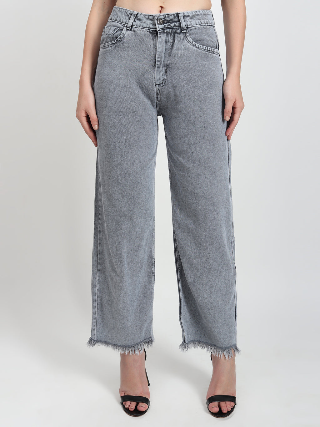 Elastic Wide-leg  Grey Jean