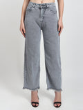 Elastic Wide-leg  Grey Jean