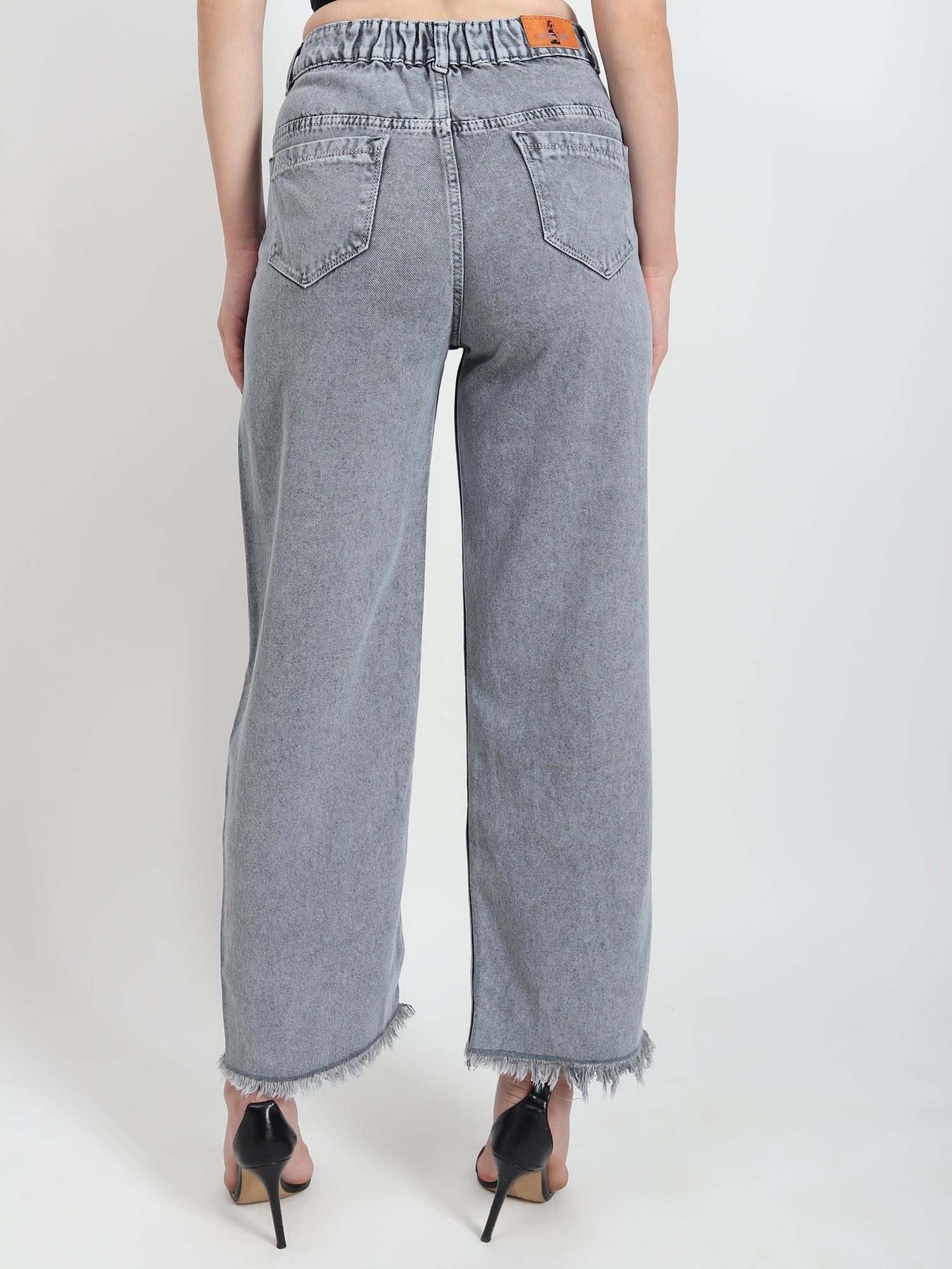 Elastic Wide-leg  Grey Jean