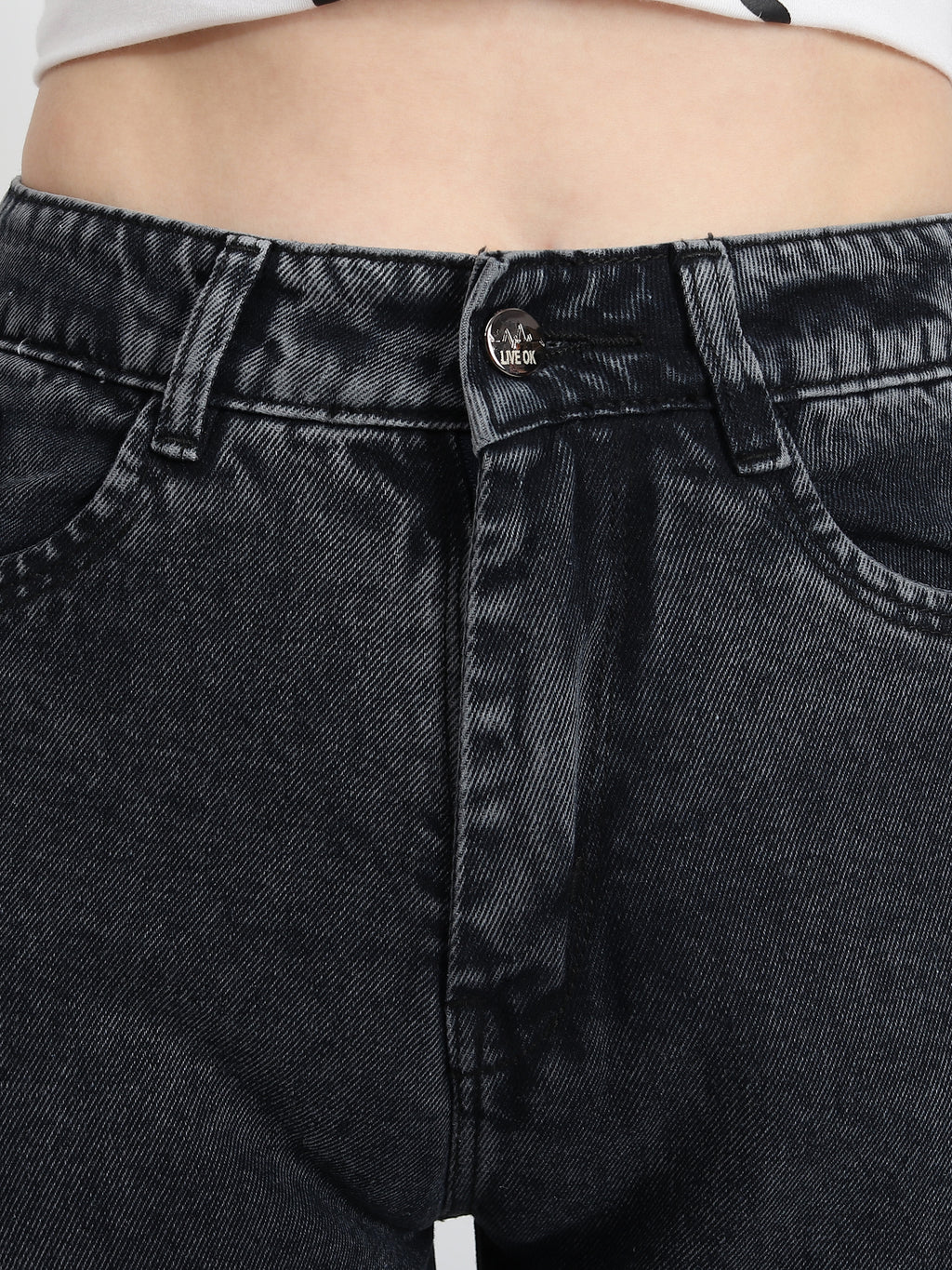 Elastic Wide-leg Blakc jean